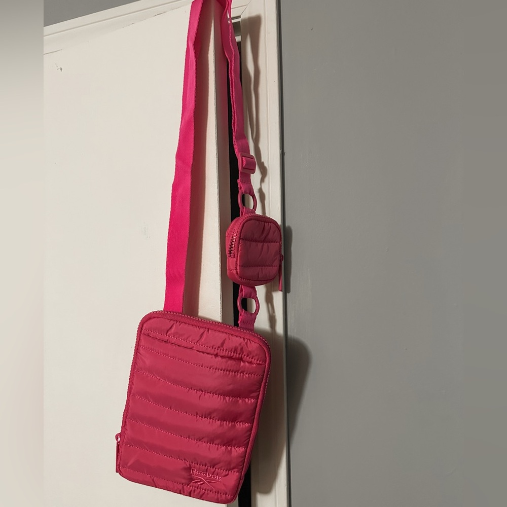Reebok Quilted Pink Crossbody Bag With Adjustable Strap